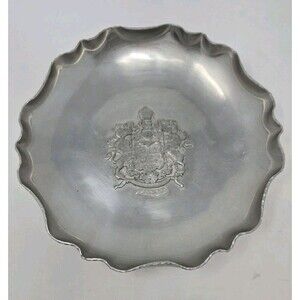VINTAGE SIGG SWITZERLAND CANADA COAT OF ARMS TRINKET DISH SILVER TONE REGENCY
